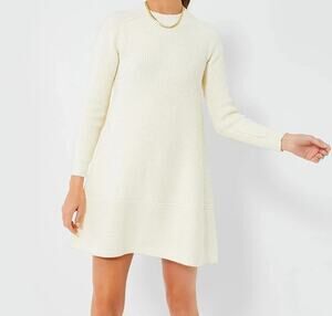 Pomander Place Cream Knit Long-Sleeve Mini Dress